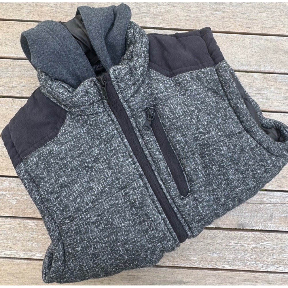 First Wave Boys Gray Marl Hooded Puffer Vest Quilted Full Zip Size 18/20 XL - Picture 8 of 8